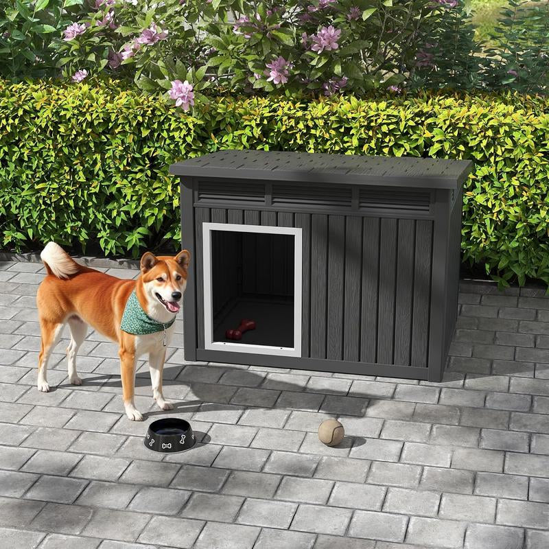 Large Weatherproof Dog House with Removable Roof, Indoor and Outdoor Use, Suitable for Large Dogs, Polypropylene Art Deco Design