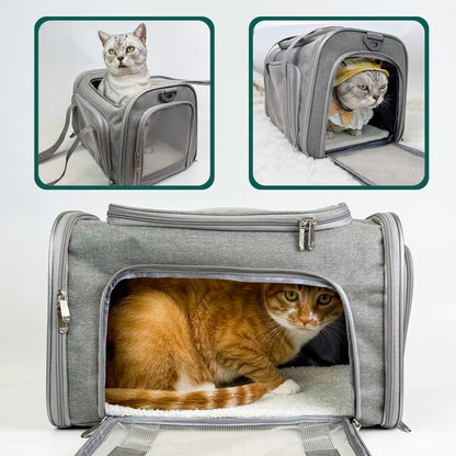 Pet Carrier for Large Cats & Small Dogs 20 Lbs+ Soft Sided Top Load Collapsible Travel Bag Sturdy Machine Washable Ideal for Travel Portable Ventilated Pet Carrier Sling Breathable