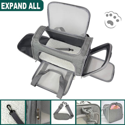 Pet Carrier for Large Cats & Small Dogs 20 Lbs+ Soft Sided Top Load Collapsible Travel Bag Sturdy Machine Washable Ideal for Travel Portable Ventilated Pet Carrier Sling Breathable