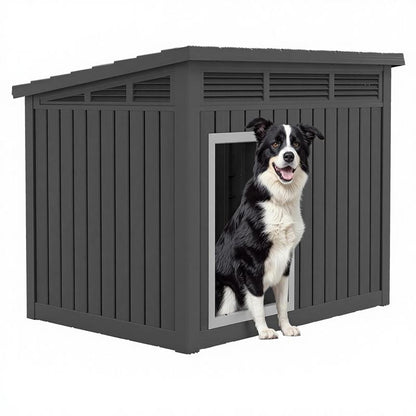 Large Weatherproof Dog House with Removable Roof, Indoor and Outdoor Use, Suitable for Large Dogs, Polypropylene Art Deco Design