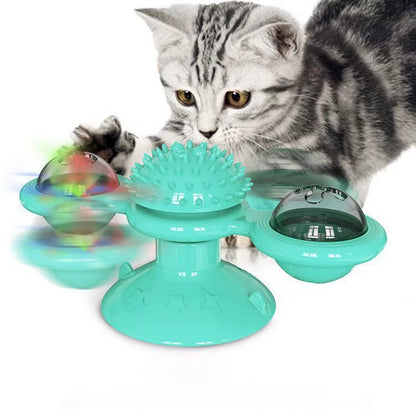 Multifunctional Cat Toy with Glowing Ball & Catnip, Suction Cup Design, Interactive Play & Teeth Massage