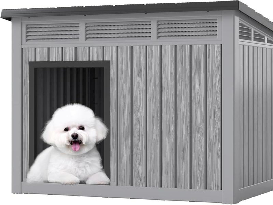 Large Weatherproof Dog House with Removable Roof, Indoor and Outdoor Use, Suitable for Large Dogs, Polypropylene Art Deco Design