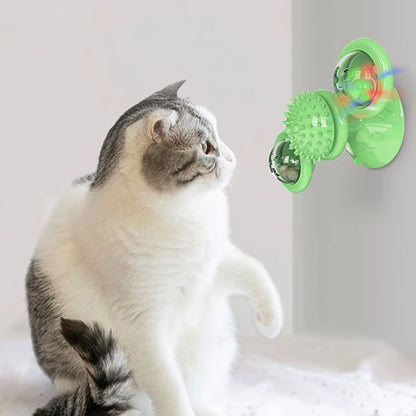 Multifunctional Cat Toy with Glowing Ball & Catnip, Suction Cup Design, Interactive Play & Teeth Massage