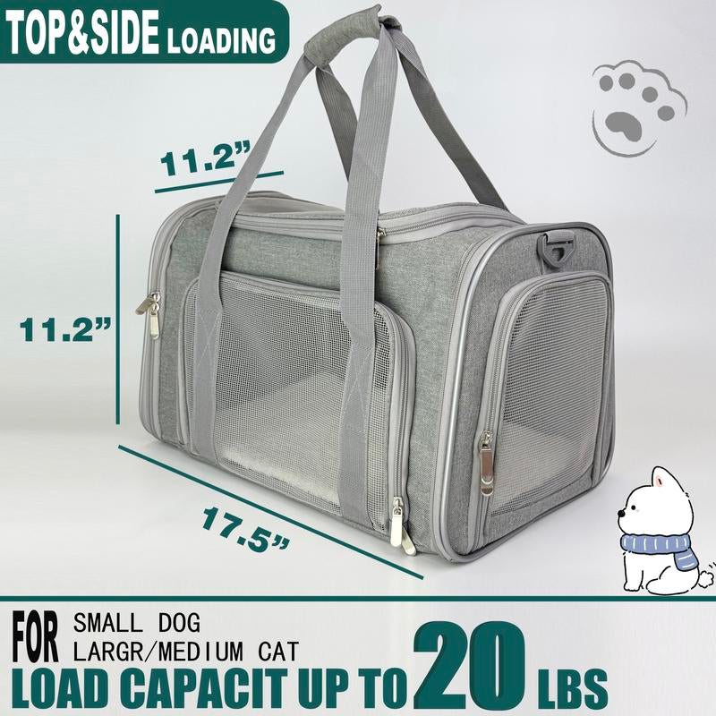 Pet Carrier for Large Cats & Small Dogs 20 Lbs+ Soft Sided Top Load Collapsible Travel Bag Sturdy Machine Washable Ideal for Travel Portable Ventilated Pet Carrier Sling Breathable