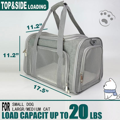 Pet Carrier for Large Cats & Small Dogs 20 Lbs+ Soft Sided Top Load Collapsible Travel Bag Sturdy Machine Washable Ideal for Travel Portable Ventilated Pet Carrier Sling Breathable